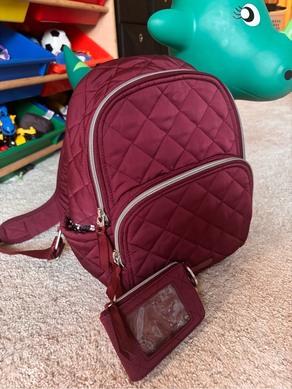 Vera Bradley Quilted Burgundy Women's Mini Backpack with ID Wallet